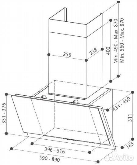 Вытяжка Faber grexia gres LG/X A60 969186, серый