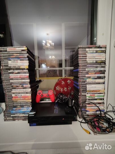 Playstation 2, 84 диска, 2 джойстика ps2 ps4
