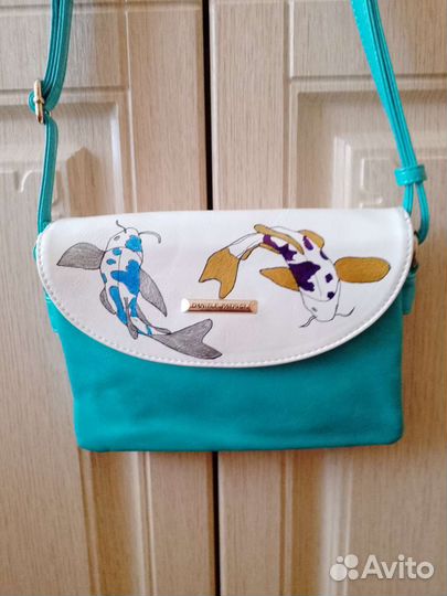 Cумка женская с ручной росписью карпы кои