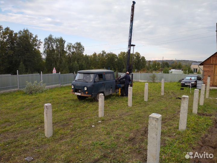 Забивка жби свай дом или баня 6х6