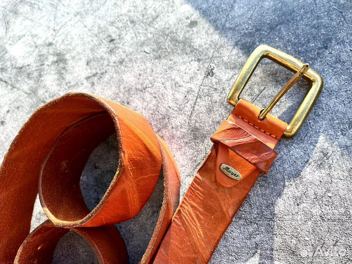 Мужской кожаный ремень коричневый новый