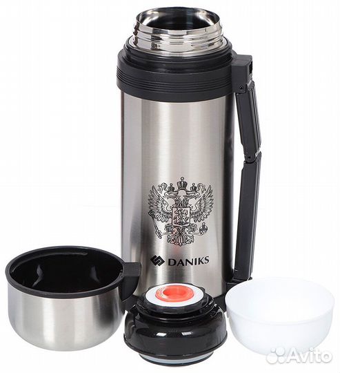 Термос Daniks 1.5 л SL-150GX серебро, 306889