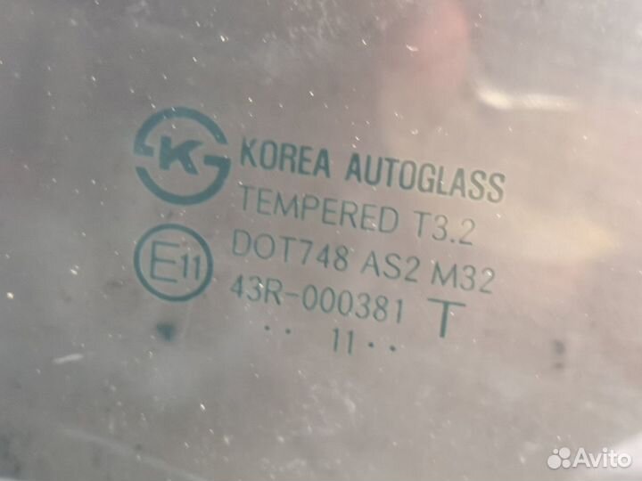 Стекло двери задней левой Hyundai Solaris I (2010—