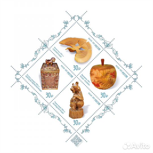 Серия марок почтовых Посуда Драг. Музей Искусство