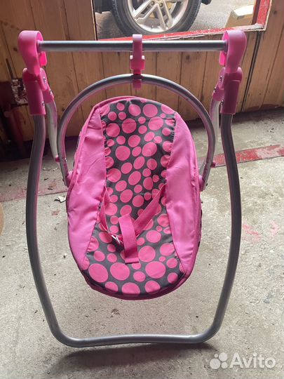 Коляска для кукол 2 в 1, качели-стульчик