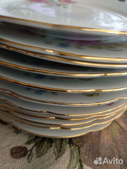 Тарелки фарфор 12шт + блюдо. Винтаж. Бавария