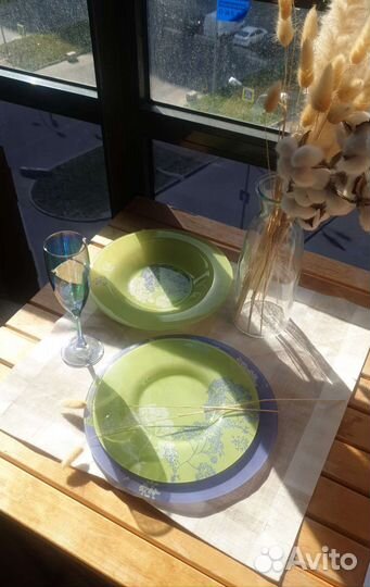 Набор посуды luminarc, стекло, зеленый, сиреневый