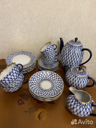 Сервиз лфз СССР кобальтовая сетка