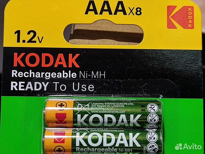 8 аккумуляторов AAA Kodak HR03 1100mAh 1,2V