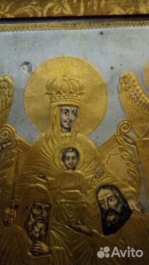 Икона, литография,тесенная Золотом