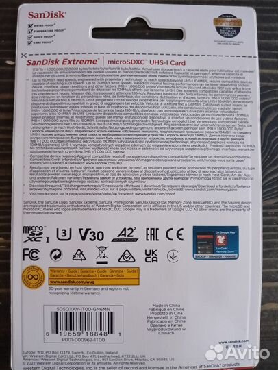 Карта памяти microSD SanDisk Extreme 1 Tb оригинал