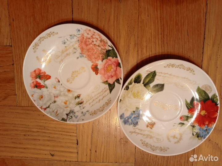 Кофейная чашка.Тарелочки костяной фарфор Италия