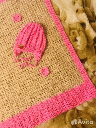 Новый детский плед и шапочка