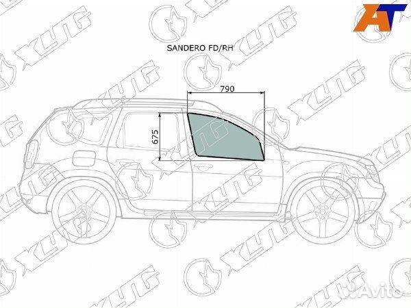 Стекло боковое опускное renault sandero stepway