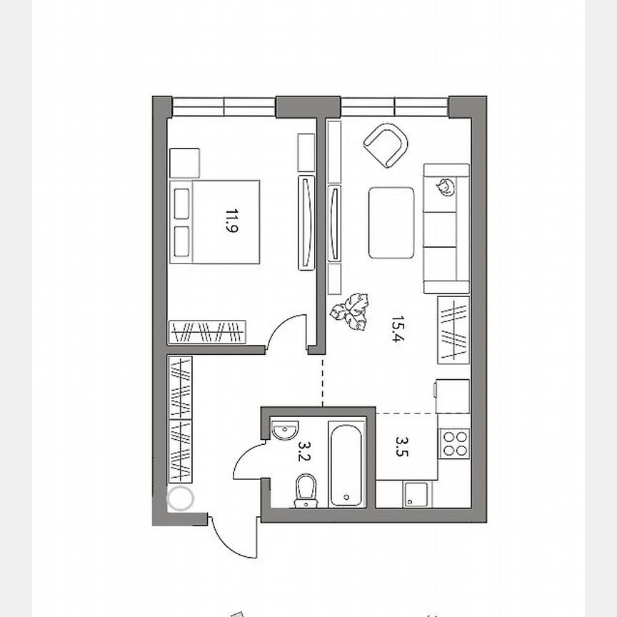 2-к. апартаменты, 37,1 м², 20/23 эт.