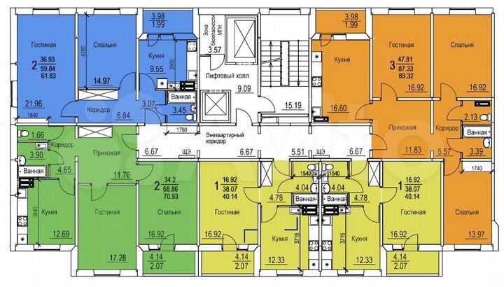 1-к. квартира, 45,8 м², 3/16 эт.