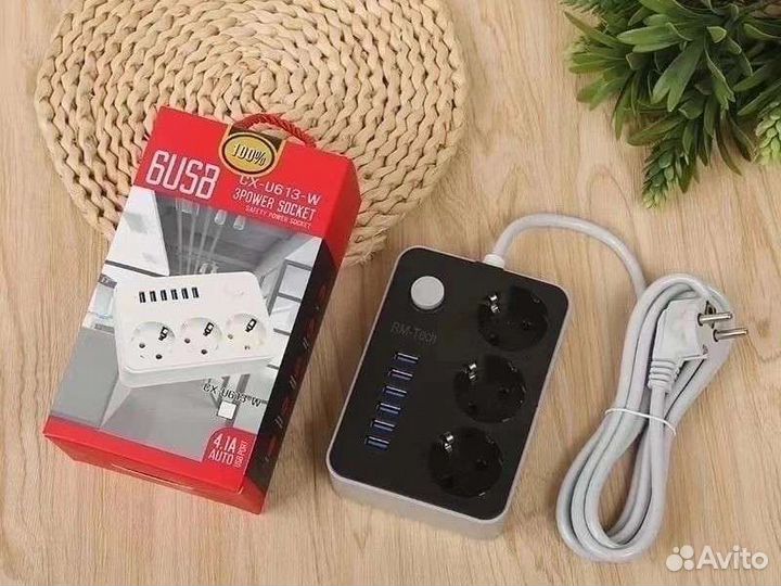 Сетевой фильтр 6 USB и 3 розетки