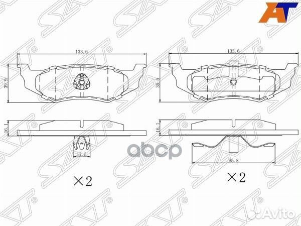 Колодки тормозные зад chrysler 300 M 98-04/neon