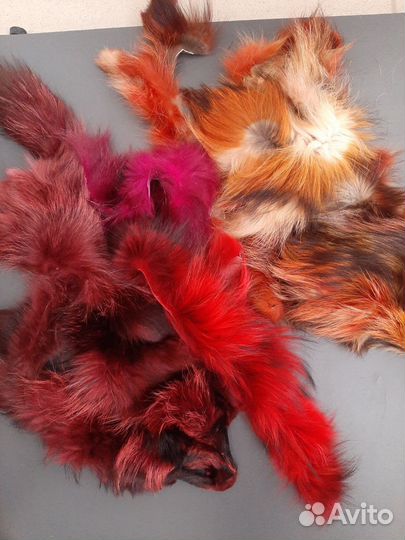 Мех красный лоскут кусочки меха