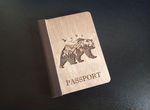 Обложка для паспорта из кожи и дерева
