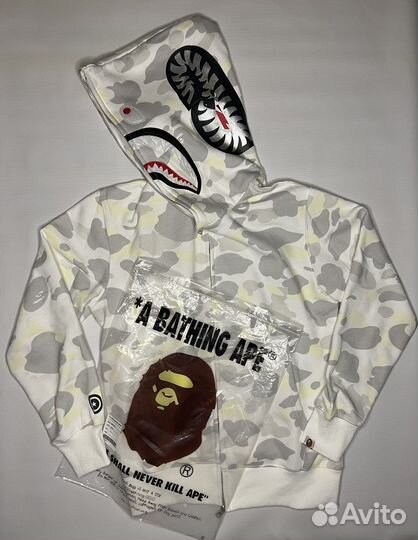 Зип худи bape белая