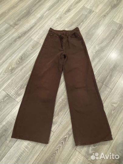 Джинсы клеш коричневые