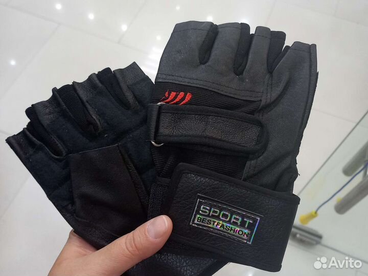 Байк перчатки кожаные