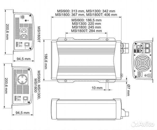 Инвертор Waeco MSI 1312 12в.-220 в. 2000 Вт