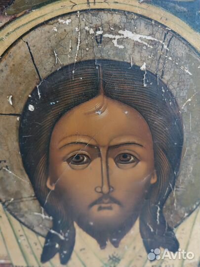 Икона 19 век Спас Нерукотворный Вседержитель