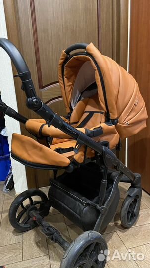 Коляска baby merc zipy Q кожа с прогулочным блоком