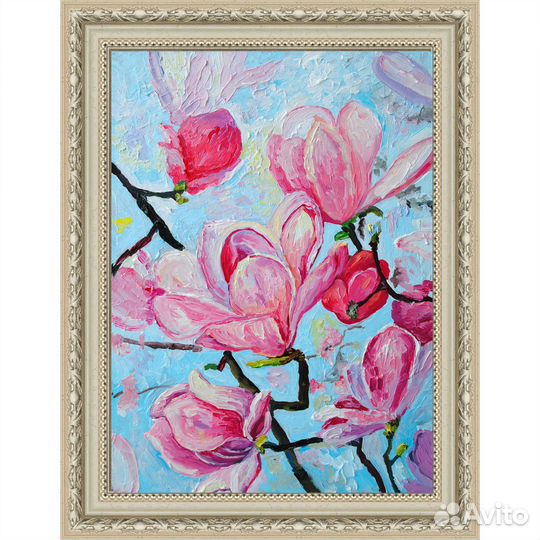 Картина Цветы Магнолия маслом цветущая весна