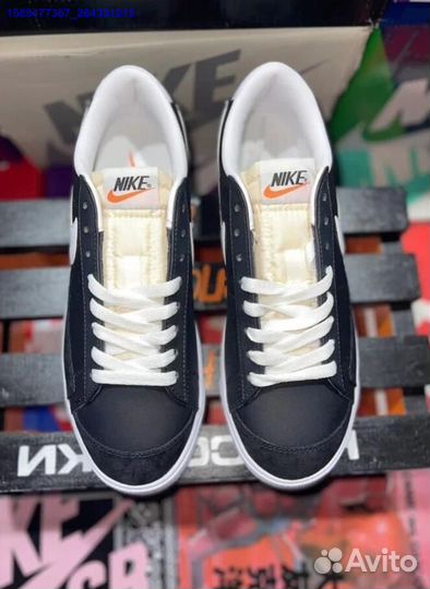 Nike Blazer Low Black White Swoosh (Арт.57782)