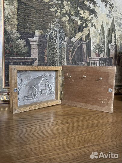 Винтажная настенная ключница олово дуб германия