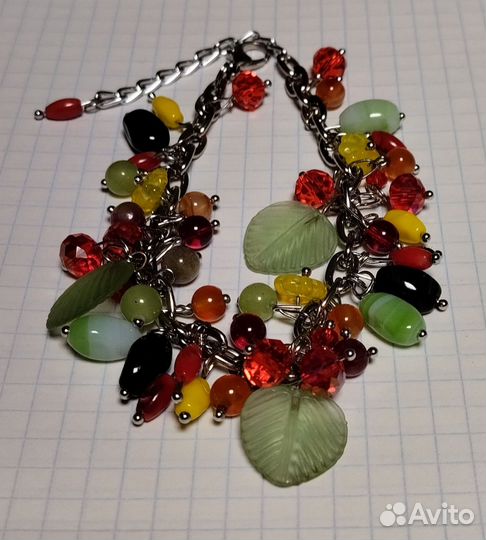 Браслет чешское стекло и натуральные камни