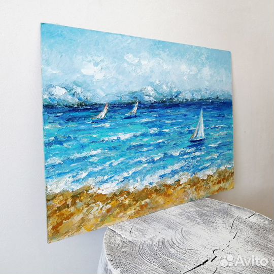 Морской пейзаж масло Яхты на море