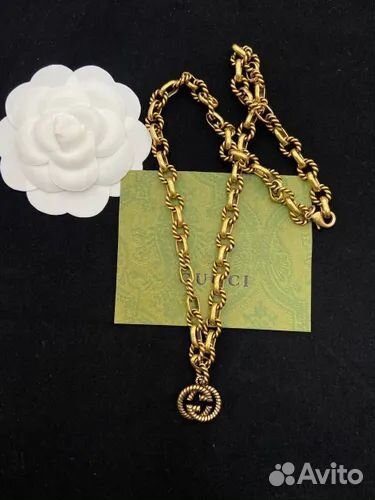 Колье в стиле Gucci под золото с коробкой gucci