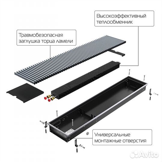 Конвектор внутрипольный Royal Thermo atrium-150/250/2200-DG-U-NA