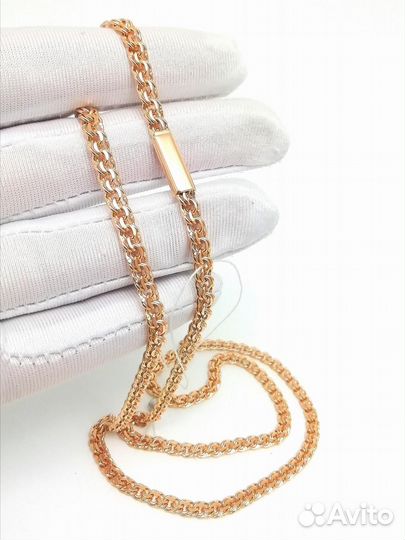 Золотая цепочка Бисмарк из красного золота 585 про