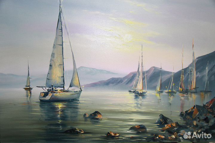 Тихая бухта 30х40 холст масло