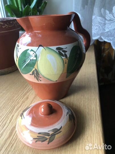 Кувшин и четыре кружки, поливная керамика