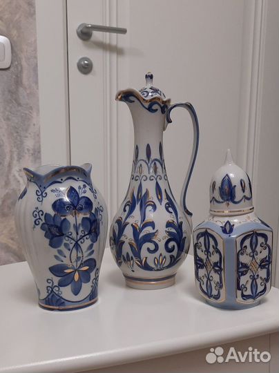Кисловодский фарфор. Ваза. Кувшин. Чайница