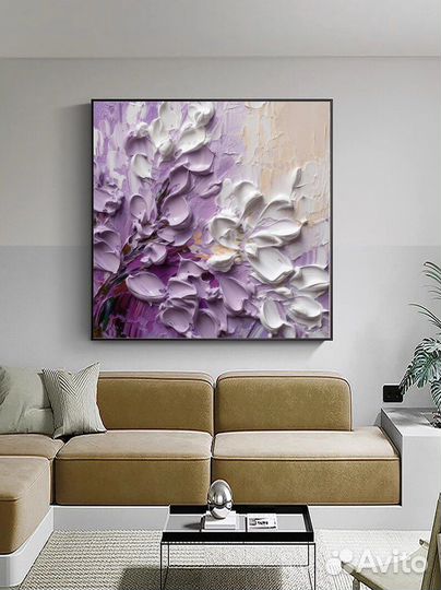 Интерьерная картина маслом Объемные цветы