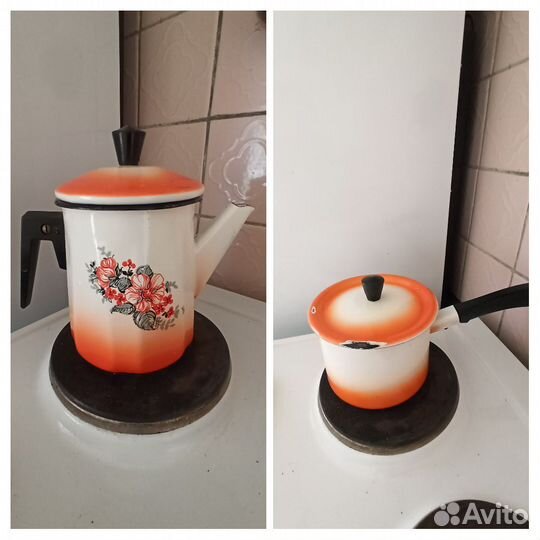 Эмалированный Кофейник,Ковшик