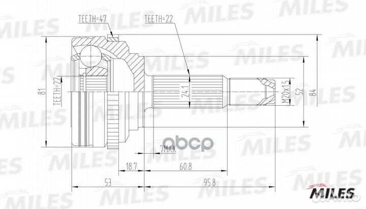 Шрус chevrolet aveo II T250/255/daewoo kalos 1