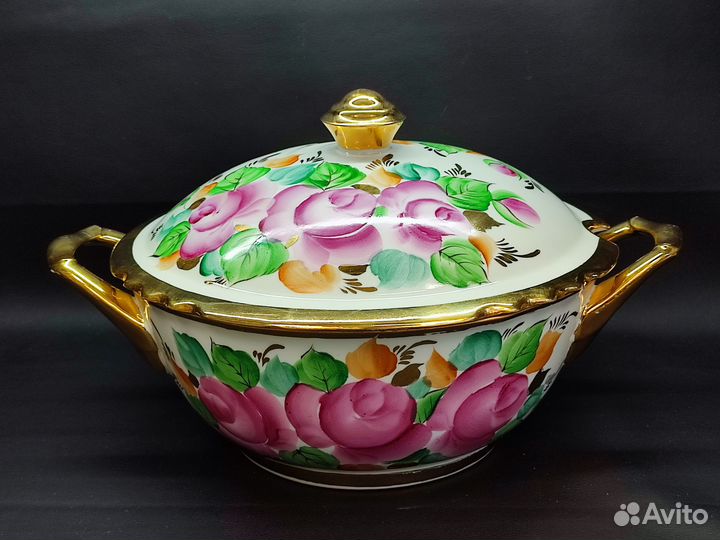 Супница Гжель ручная роспись авторская работа 1985