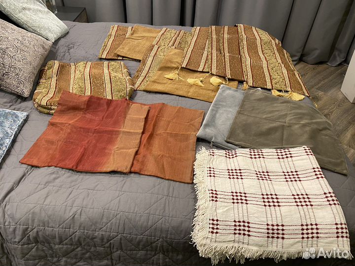 Чехлы на подушки накидка на стул плед из хлопка