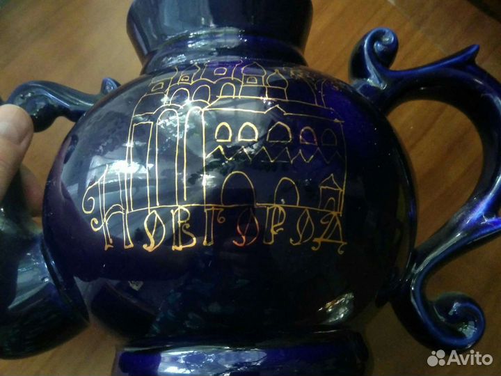 Чайник заварочный ссср, кобальт, золото