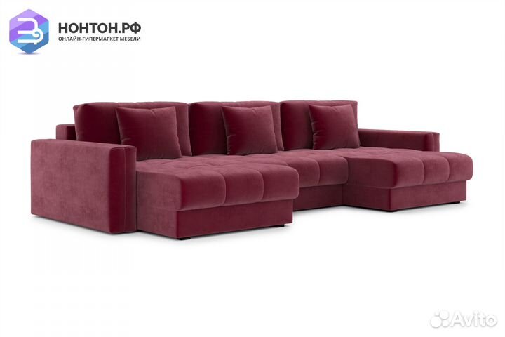 Диван п-образный тик-так Монарх М1О2 бордовый