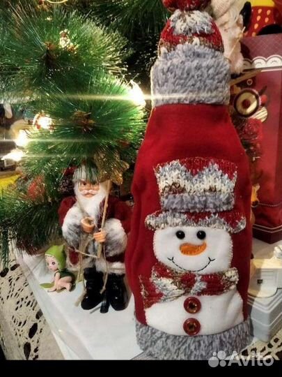 Новогоднее украшение для декора бутылки