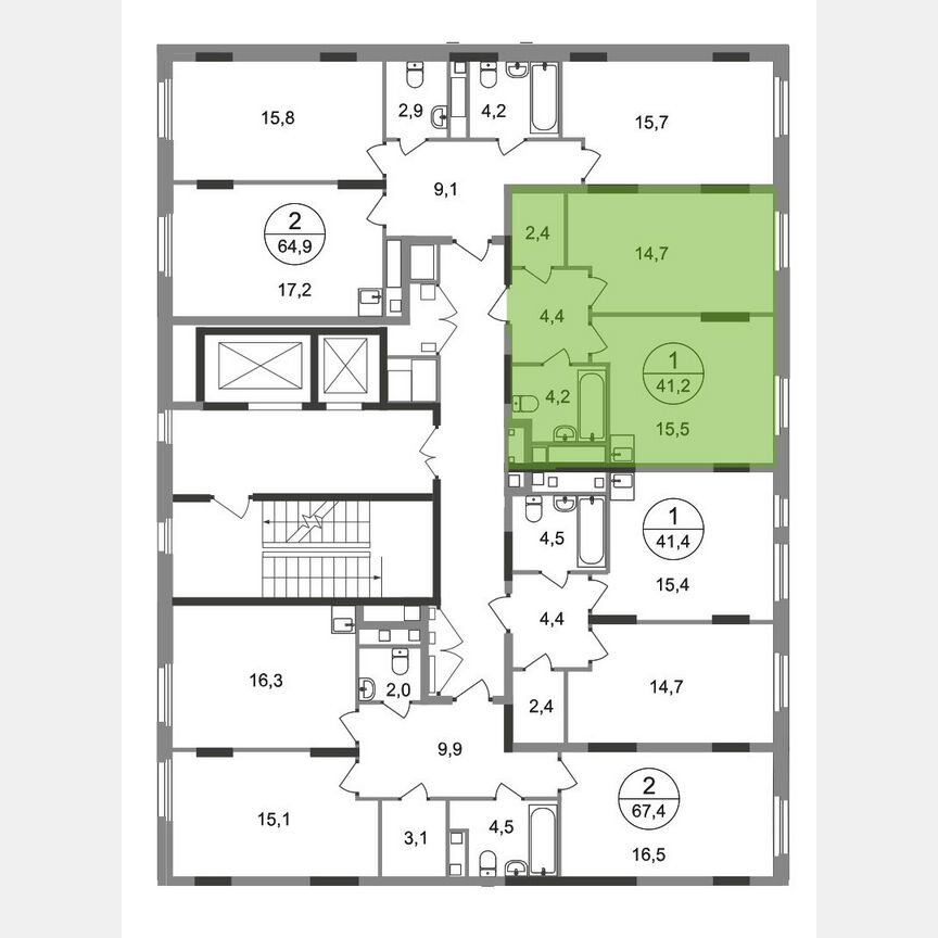 1-к. квартира, 41,2 м², 9/17 эт.